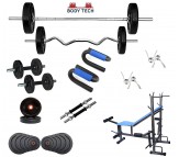 Body Tech 60 Kg Home Gym Combo with 8-in-1 Multi Purpose Bench + 4 Iron Rods Fitness Kit Combo-BT8IN60