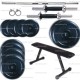 Mini Home Gym Package 22 kg Plates + Flat bench + 5 Ft Bar + Dumbells Rods + Locks