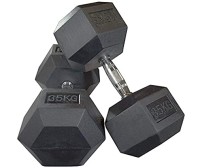 Body Maxx 35 kg x 2 Rubber Coated Professional Exercise Hex Dumbbells