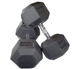 Body Maxx 40 kg x 2 Rubber Coated Professional Exercise Hex Dumbbells
