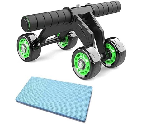 Body Maxx Iron Anti-Skid Abdominal wheel for Abdominal Stomach Exercise Training with Knee Mat Steel Handle for Unisex