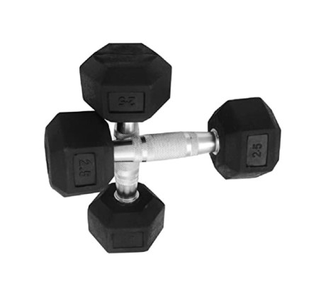 Body Maxx 2.5 kg x 2 Rubber Coated Professional Exercise Hex Dumbbells