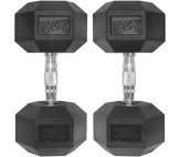 Body Maxx 25 kg x 2 Rubber Coated Professional Exercise Hex Dumbbells