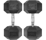 Body Maxx 25 kg x 2 Rubber Coated Professional Exercise Hex Dumbbells