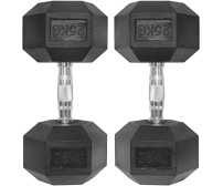 Body Maxx 25 kg x 2 Rubber Coated Professional Exercise Hex Dumbbells