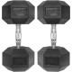 Body Maxx 25 kg x 2 Rubber Coated Professional Exercise Hex Dumbbells