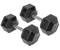 Body Maxx 20 kg x 2 Rubber Coated Professional Exercise Hex Dumbbells