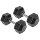 Body Maxx 20 kg x 2 Rubber Coated Professional Exercise Hex Dumbbells