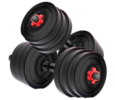 Body Maxx PVC Dumbbell Set With1 Pair of Adjustable Dumbbell Rod And PVC Dumbbell Plates in Several Variations. (20KG Weight)