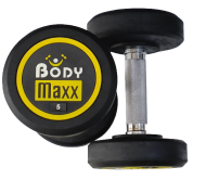 Body Maxx Rubber Coated Professional Round Dumbbells For Men And Women (5 KG x 2 pcs) For Home And Club Usage.