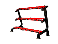 Body Maxx Heavy Duty 3 Tier Dumbbell Rack With Holding Hooks Red And Black Combination For Home & Commercil Gym