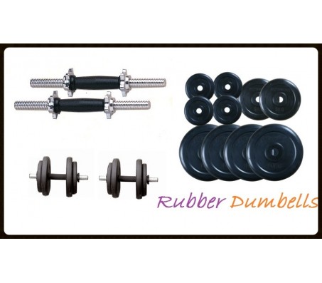10 KG Rubber Dumbells Sets. Rubber Plates + Dumbells Rods.